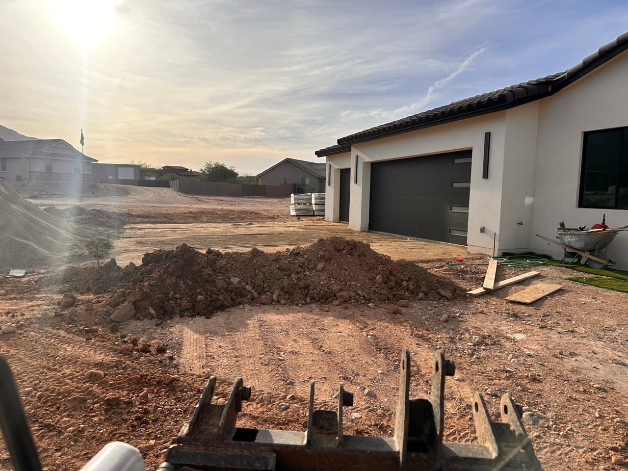 Excavation and base preparation before paver installation in Mesa, AZ