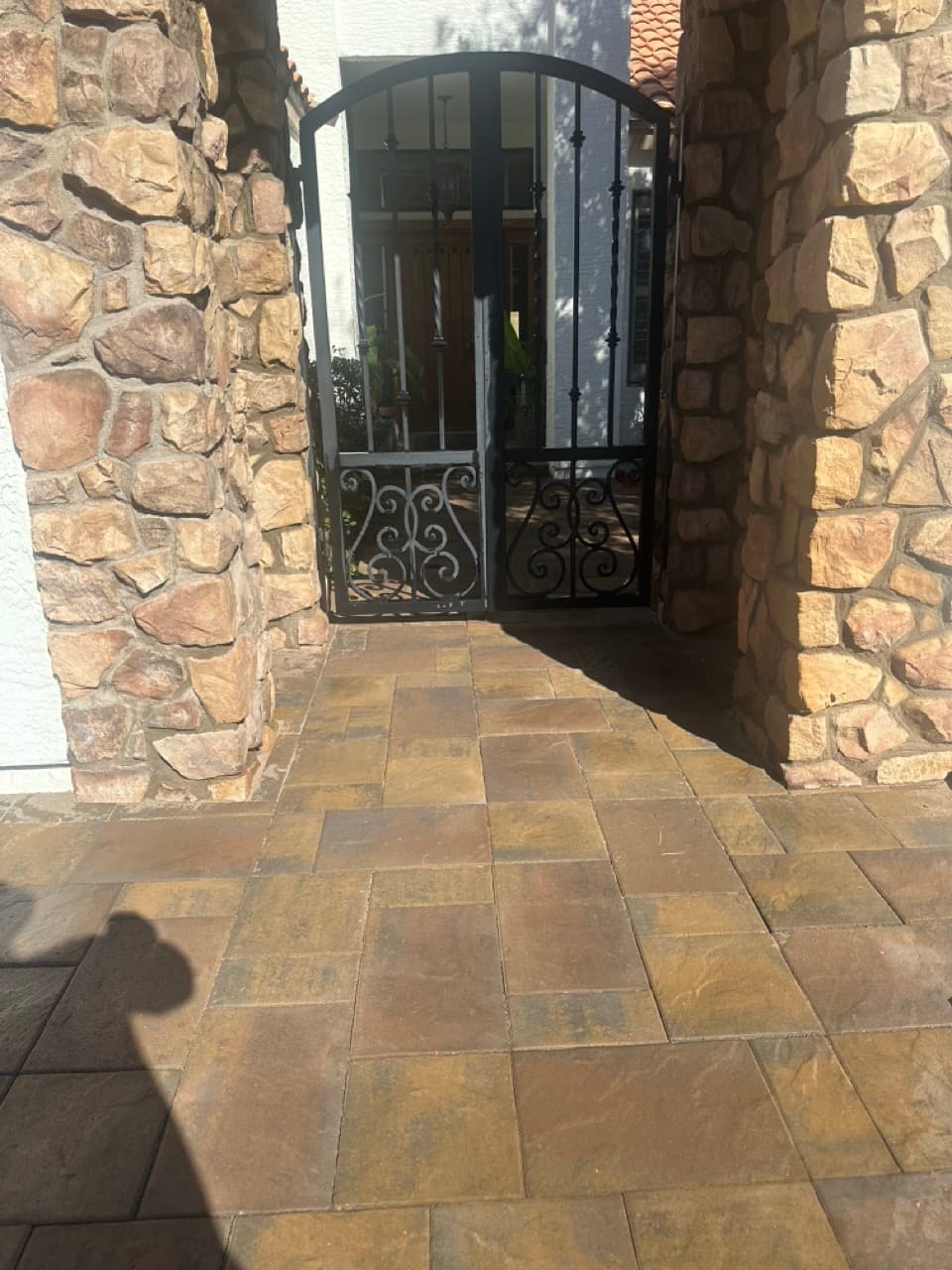 Paver walkway installation at a Mesa, AZ home entrance