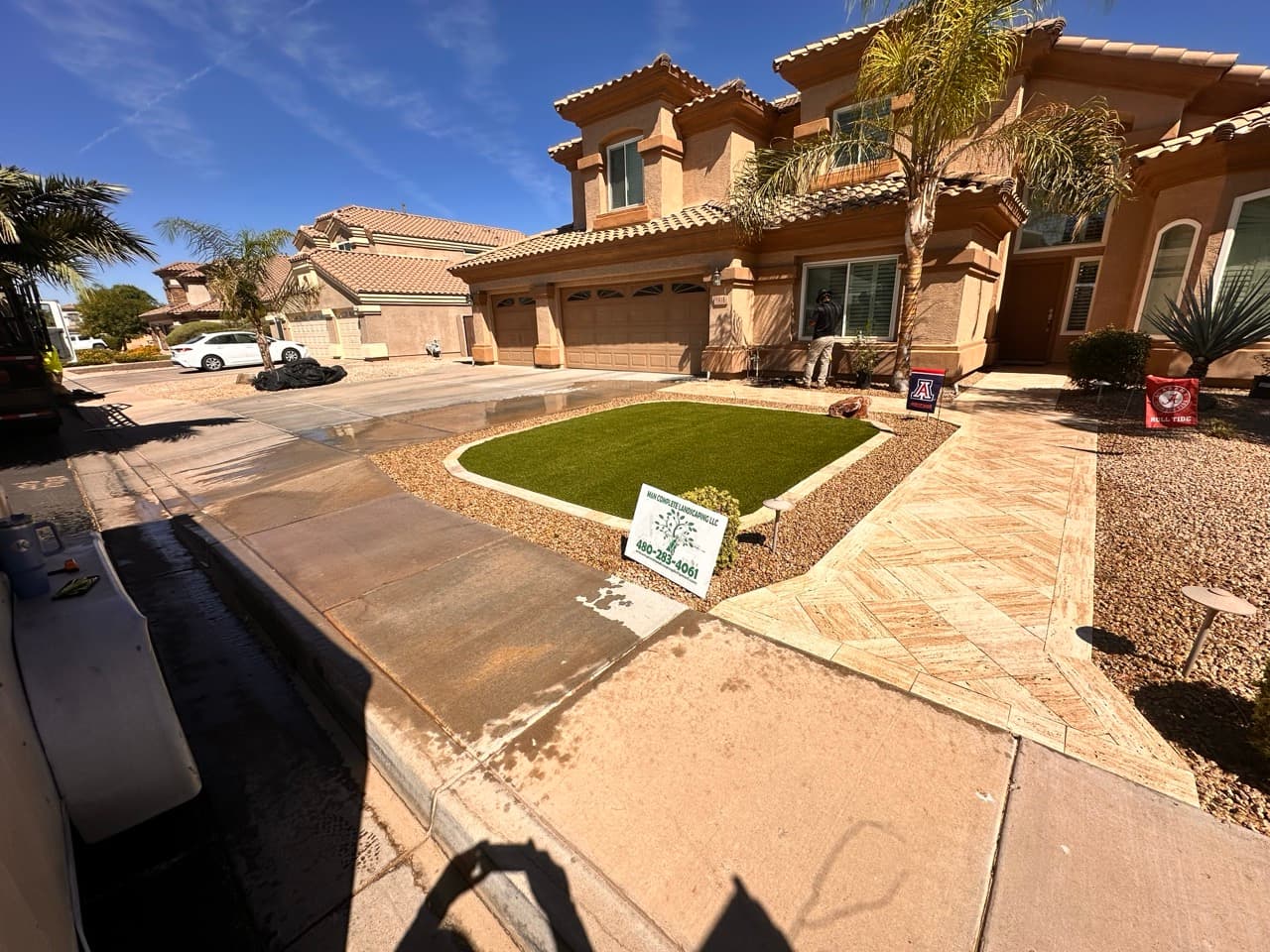 Artificial turf and paver landscape design in Mesa, AZ